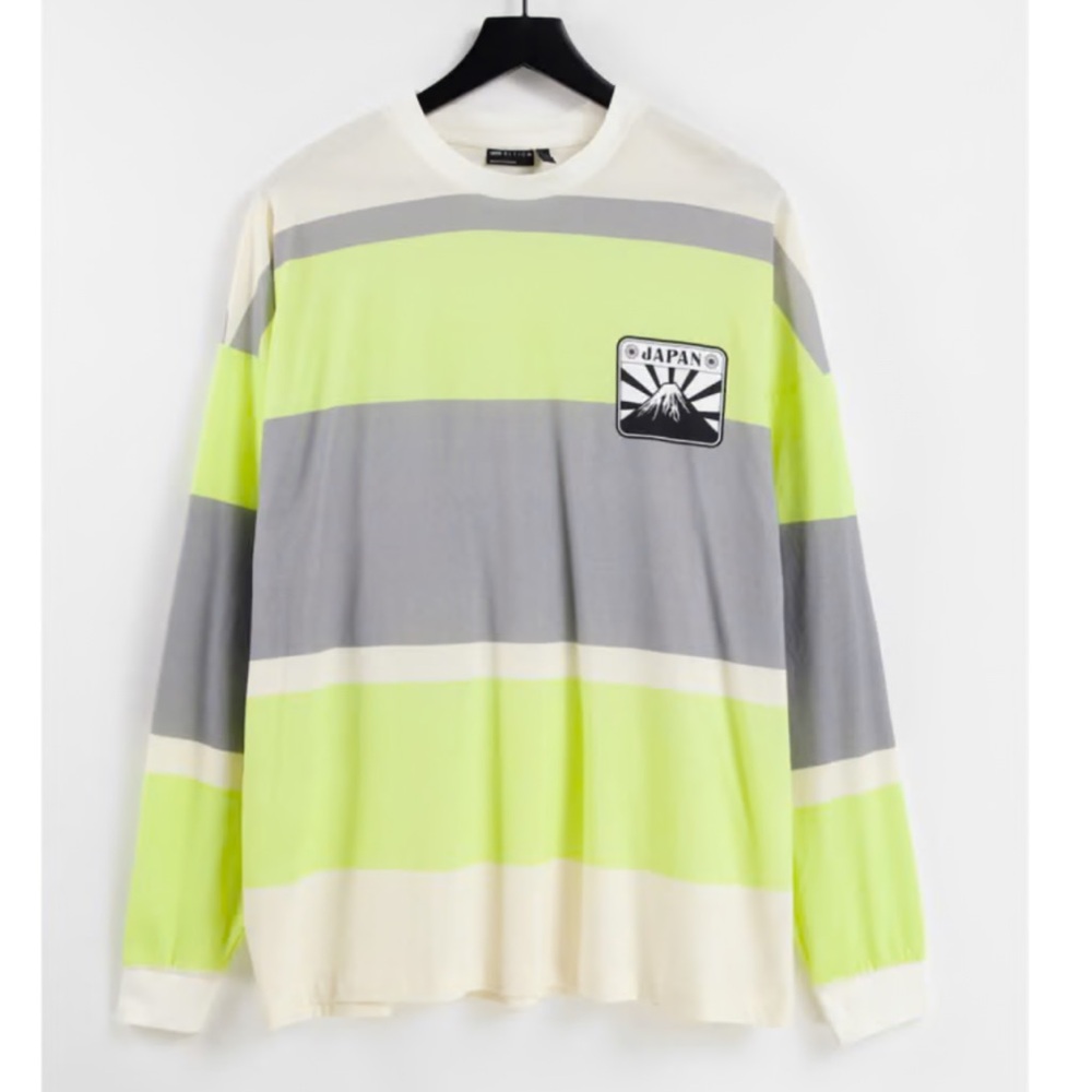 ASOS DESIGN oversized long sleeveve stripe T-Shirt. Large